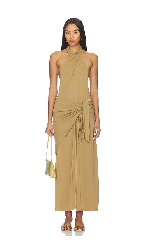 lioness heavenly maxi dress in tan. - size l (also in m, s, xl, xs, xxs)