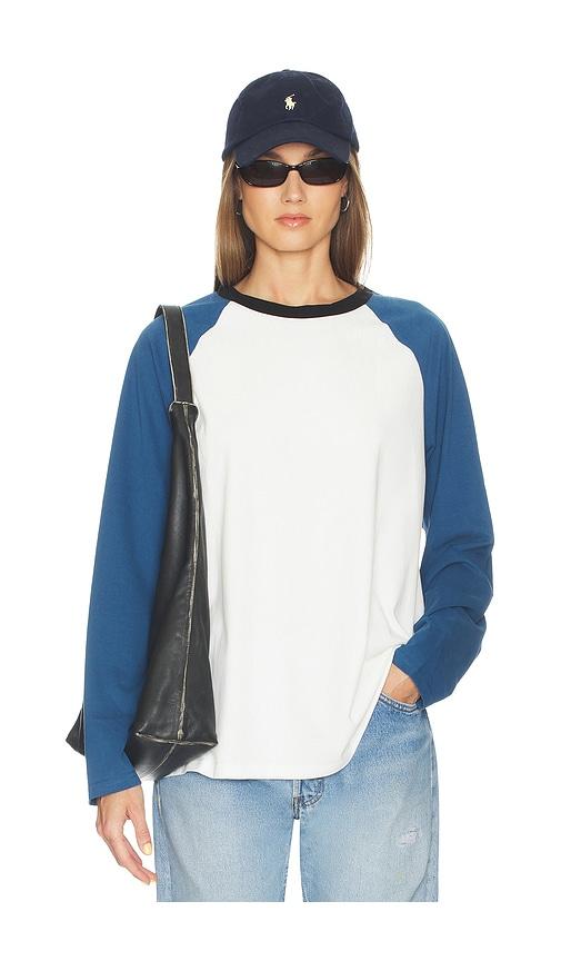 lioness kravitz baseball tee in white,blue. - size l (also in m, s, xs)