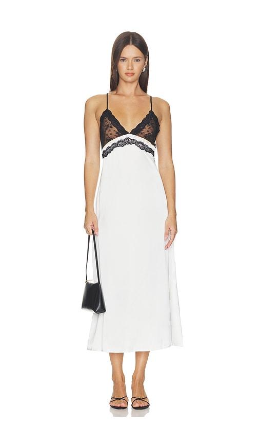 lioness le paris lace midi dress in black & white. - size l (also in m, s, xl, xs, xxs)