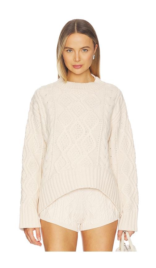 lioness liaison cable knit pullover in cream. - size s (also in xs)