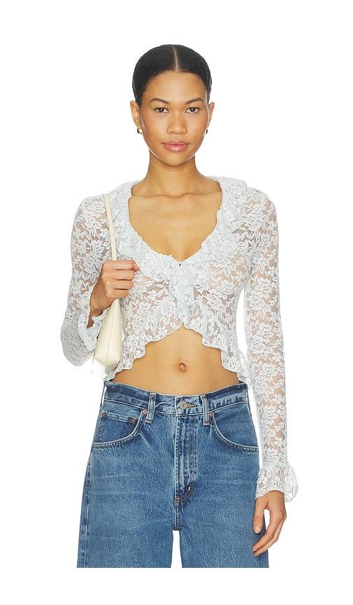 lioness long nights long sleeve top in baby blue. - size l (also in s, xs, m, xl)