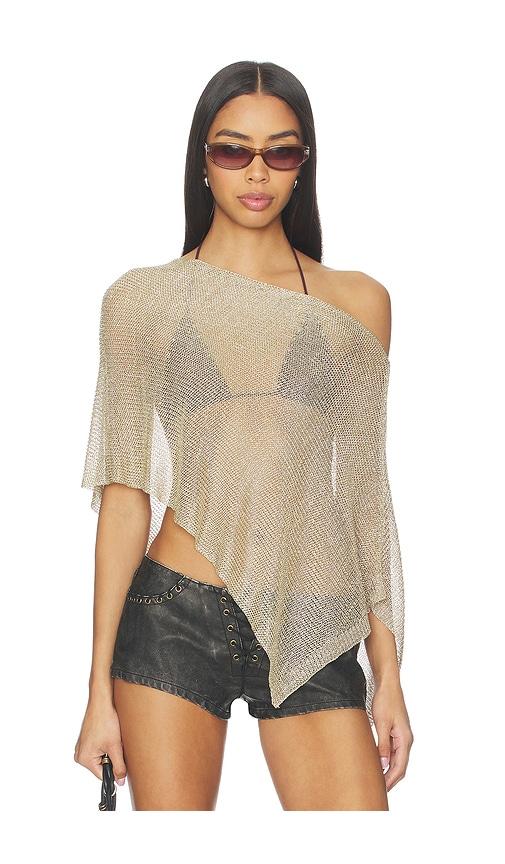 lioness luminous poncho in metallic gold. - size l (also in s, xxs, xs, m, xl, xxl)
