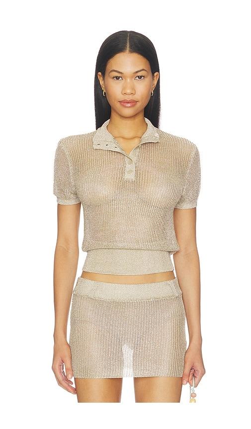 lioness matcha knit tee in metallic gold. - size l (also in xxs, xs, s, m)