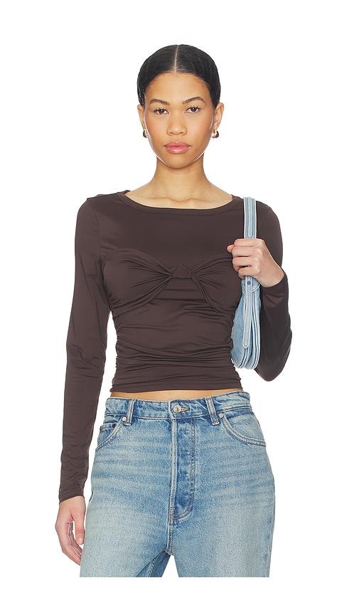 lioness midnight long sleeve top in chocolate. - size l (also in s, xxs, xs, m)