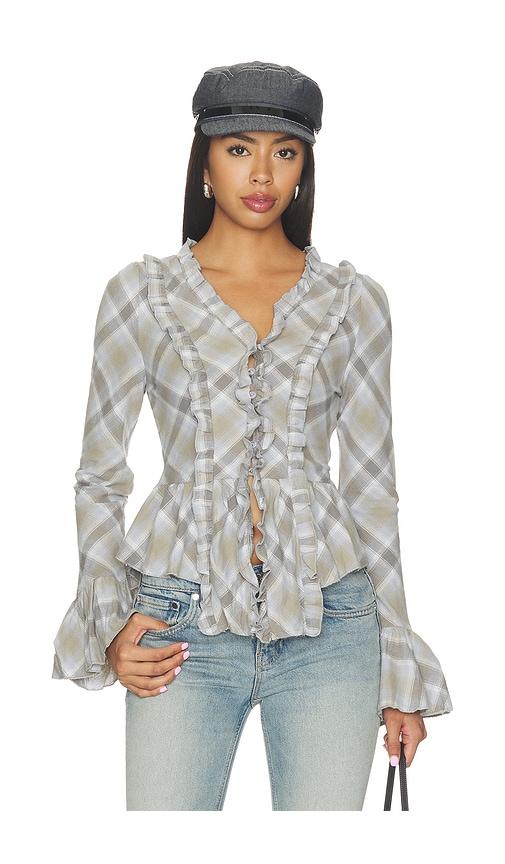 lioness odette long sleeve top in grey. - size l (also in m, s, xl, xs, xxs)