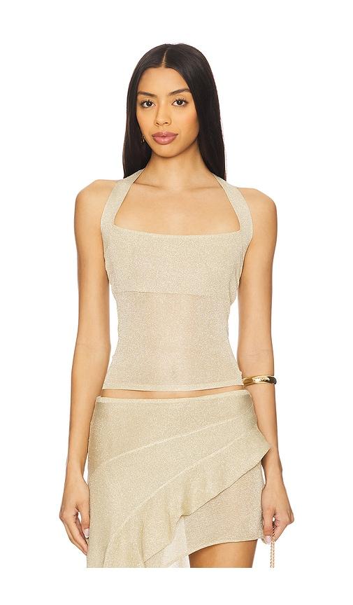 lioness palisades halter in metallic gold. - size l (also in xxs, xs, s, m, xl, xxl)