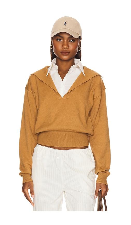 lioness racquet club knit polo in tan. - size s (also in xs)