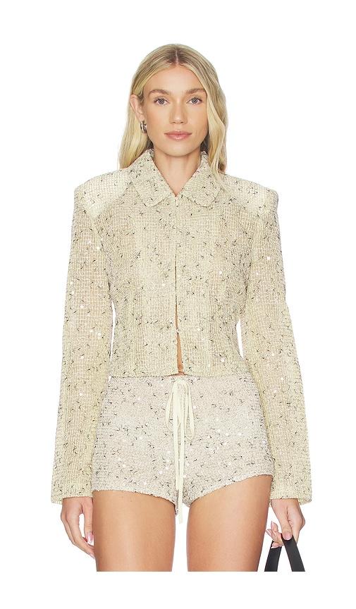 lioness sequin cropped jacket in yellow. - size l (also in s, xxs, xs, m, xl)