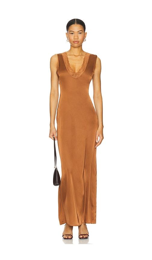 lioness simi maxi dress in cognac. - size m (also in xl)