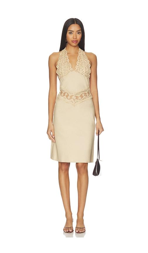 lioness solana midi dress in beige. - size l (also in s, m, xl)