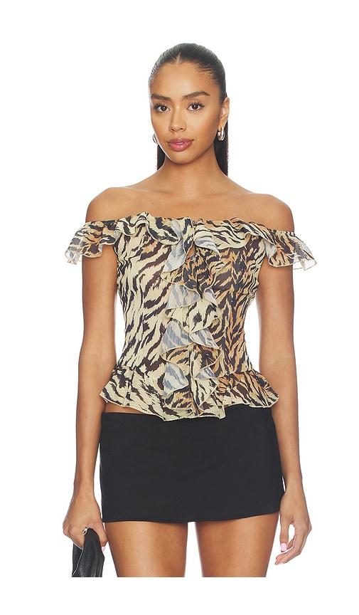 lioness timeless ruffle top in multi. - size m (also in xxs, xs, s)