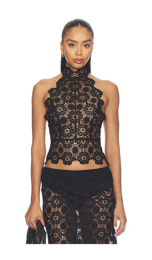 lioness trophy halter top in black. - size l (also in xxs, s, m, xxl)
