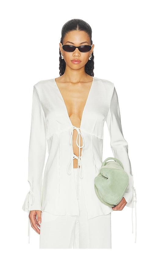 lioness veil long sleeve top in white. - size l (also in s, xxs, xs, m)