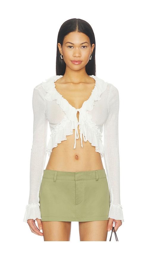 lioness venice long sleeve top in white. - size m (also in xs, s)