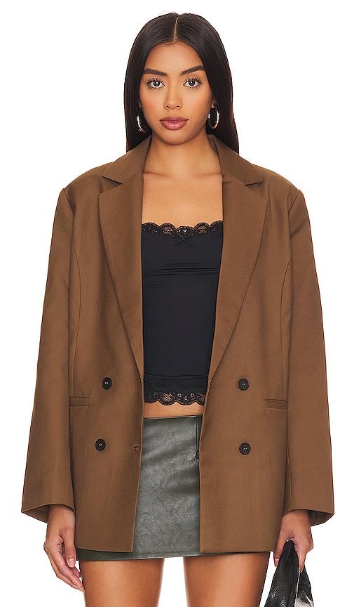lioness wyoming blazer in chocolate. - size m (also in s, xxs, xs)