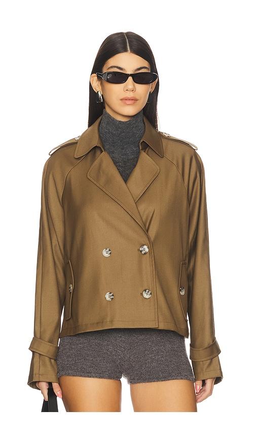 lioness x revolve cropped trencherous coat in olive. - size m (also in s)