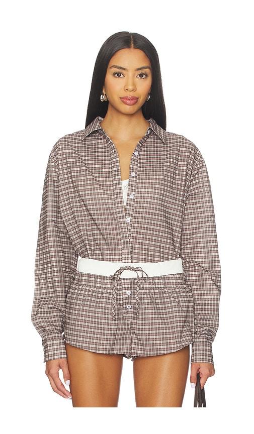 lioness x revolve nirvana shirt in chocolate. - size l (also in s, xxs, xs, m, xl)