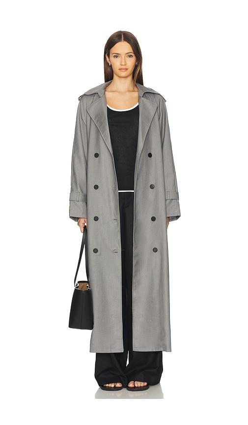 lioness x revolve penny trench coat in grey. - size s (also in xxs, xs, m, l)