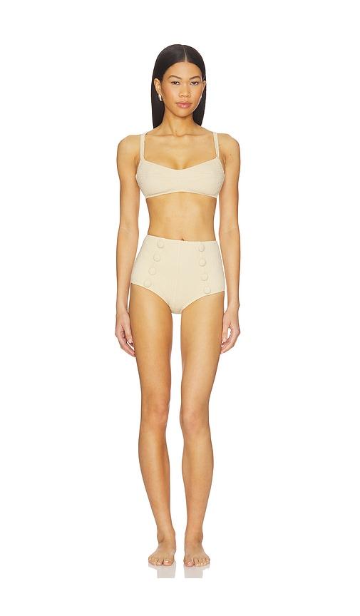 lisa marie fernandez balconette high waist bikini set in cream. - size l (also in xs, s, m)