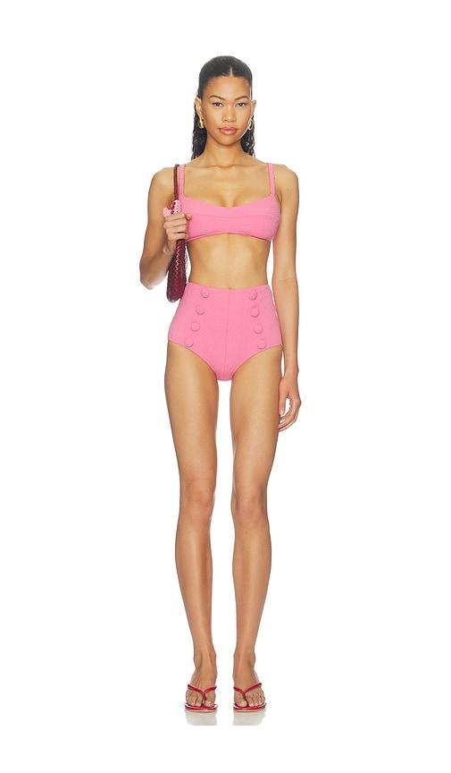lisa marie fernandez balconette high-waist bikini set in pink. - size m (also in xs)