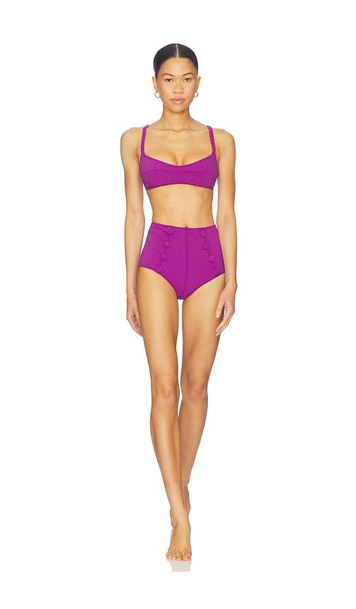 lisa marie fernandez balconette high waist bikini set in purple. - size m (also in s)
