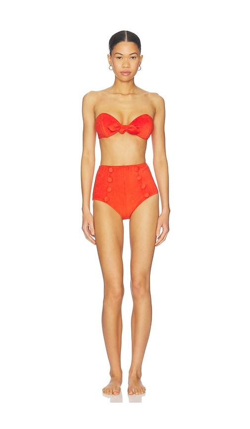 lisa marie fernandez poppy high waist bikini set in red. - size m (also in xs)
