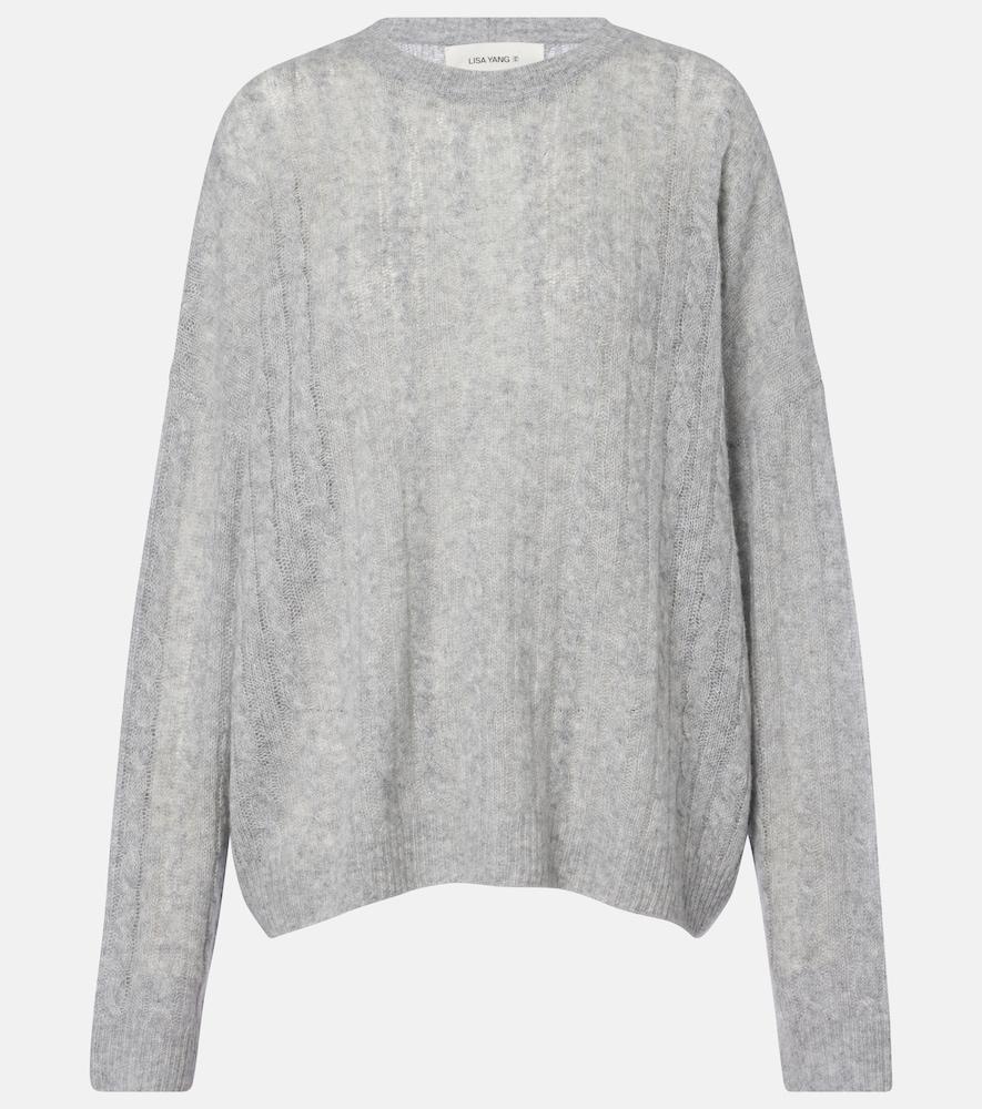 lisa yang amabel cable-knit cashmere and silk sweater