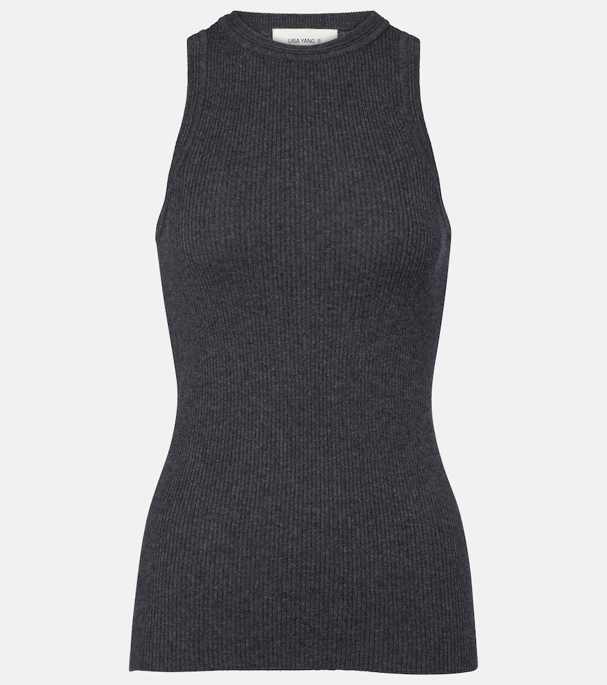 lisa yang amya ribbed-knit cotton and cashmere tank top