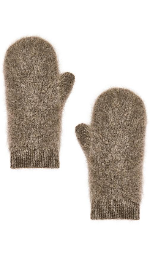 lisa yang brushed mittens in beige.