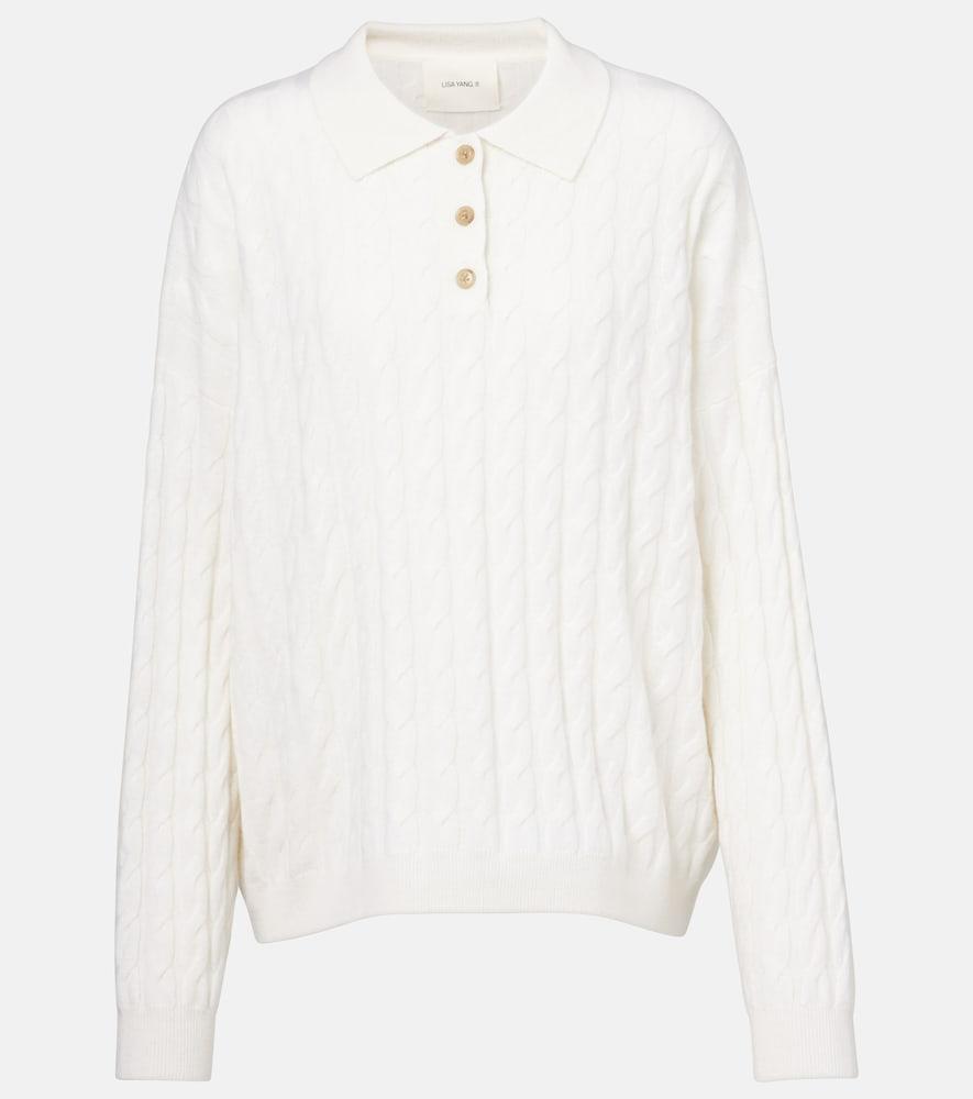 lisa yang magnolie cable-knit cashmere polo sweater