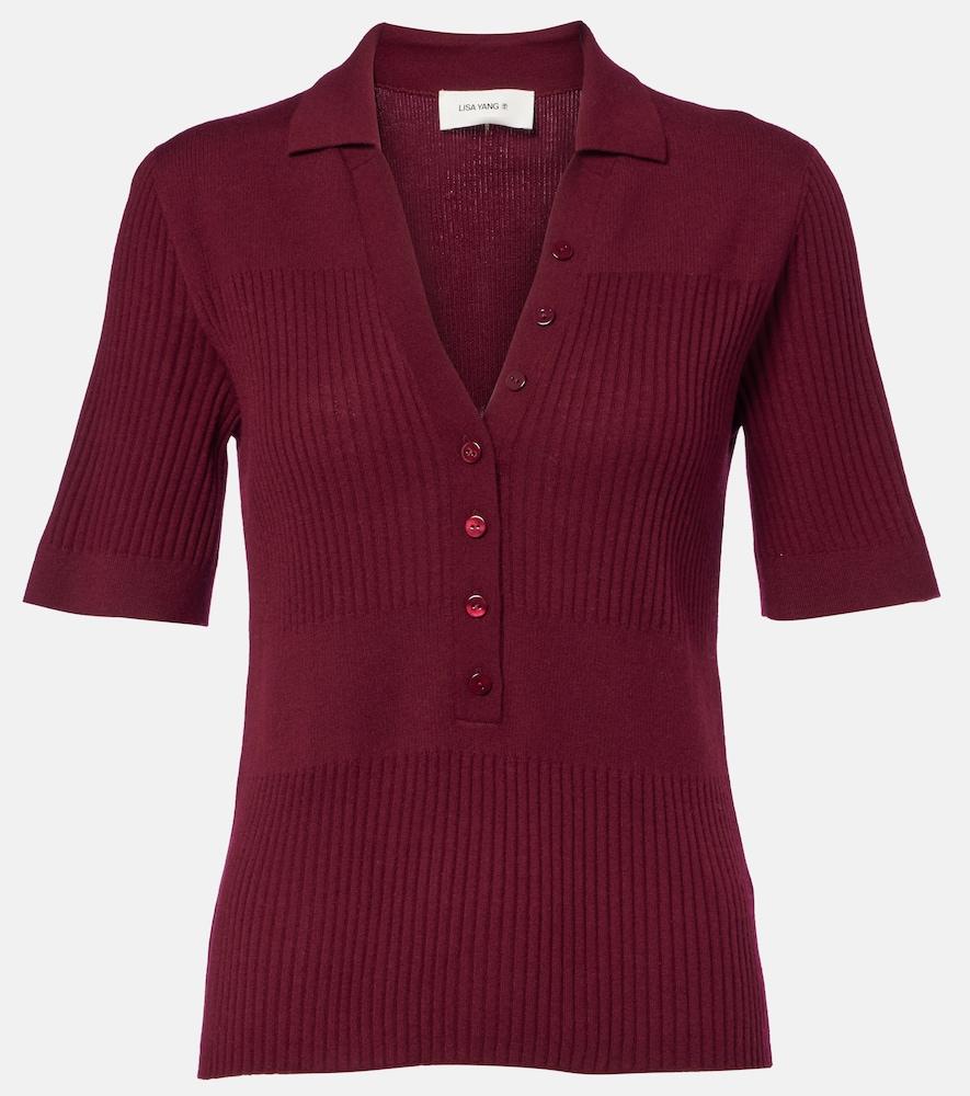 lisa yang malie ribbed-knit cashmere polo sweater