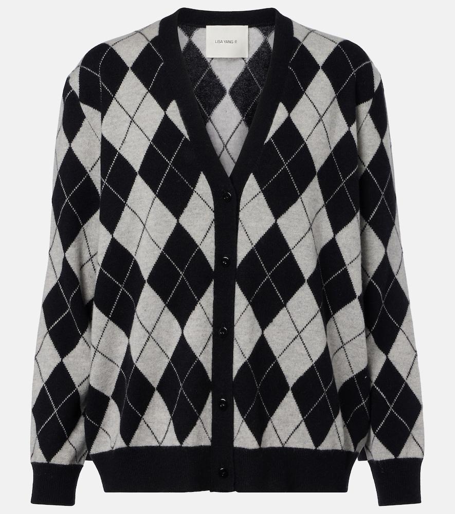 lisa yang raelyn argyle cashmere cardigan