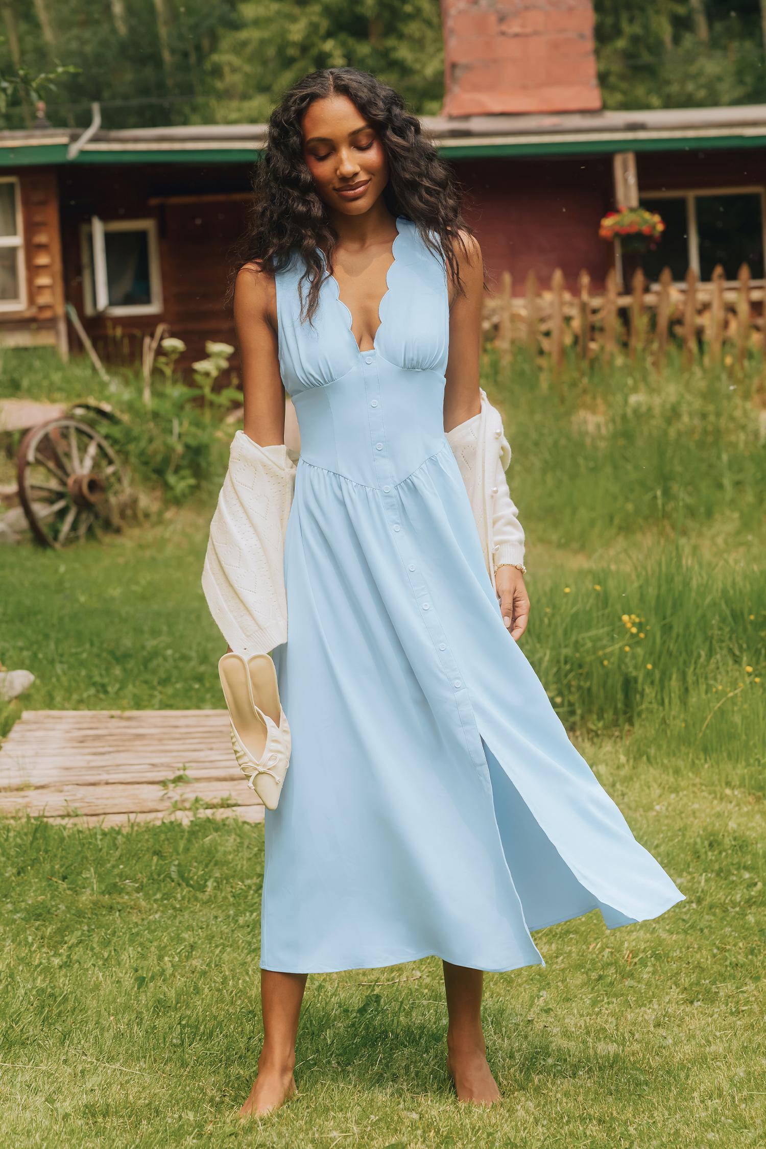 little hideaway blue maxi dress - l