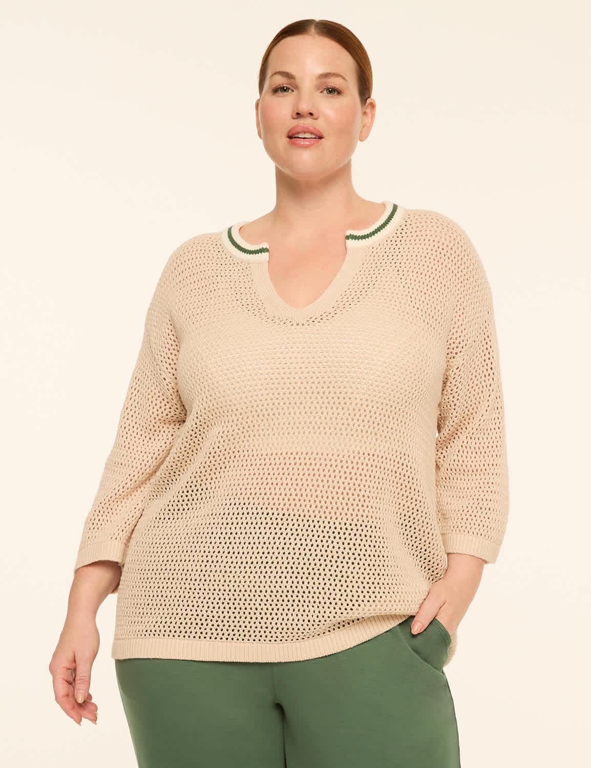 livi 3/4-sleeve textured sweater