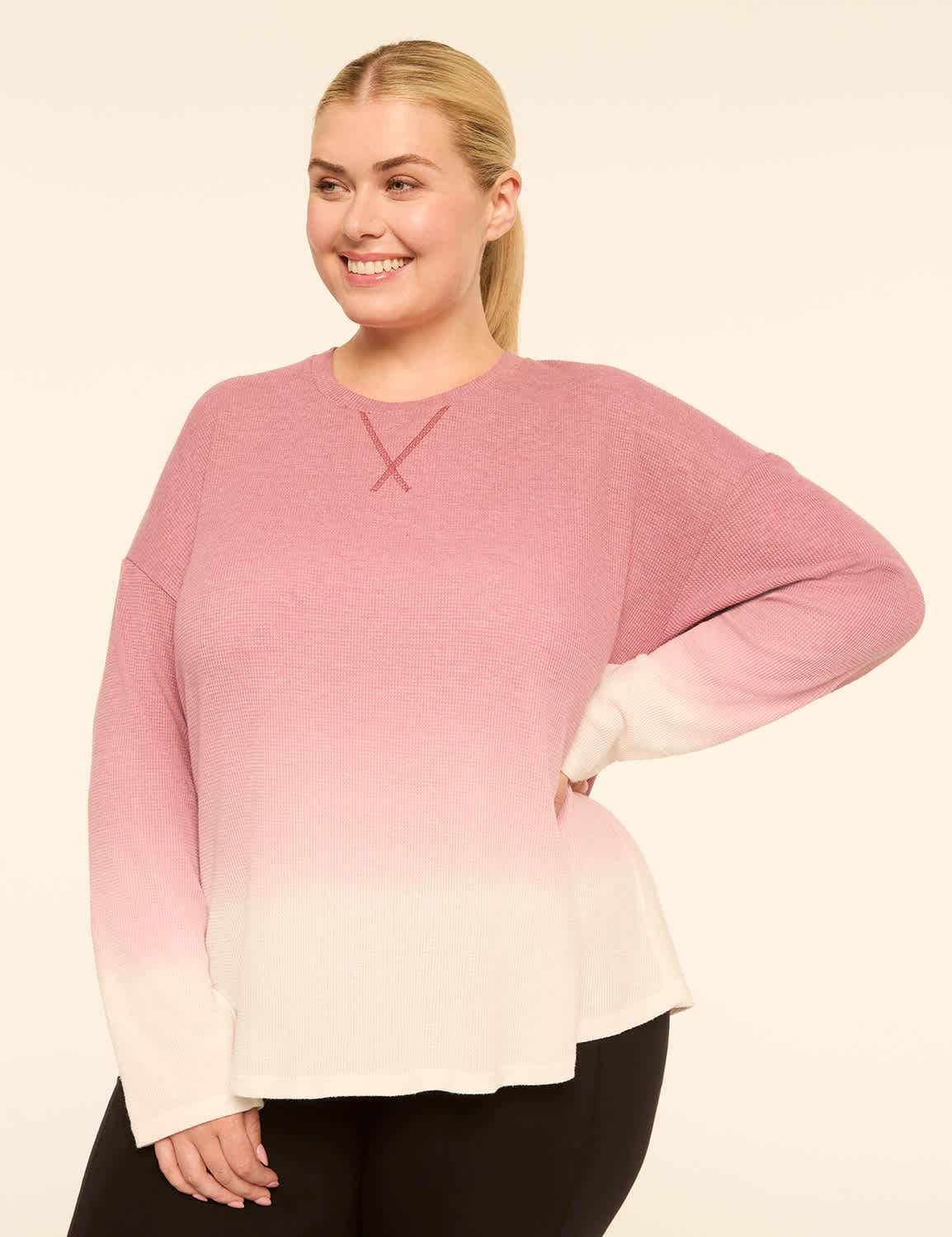 livi dip-dye waffle knit top