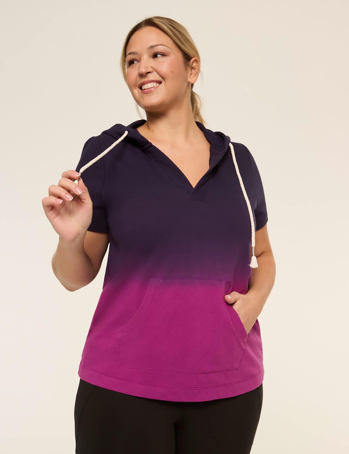 livi french terry short-sleeve dip-dye hoodie