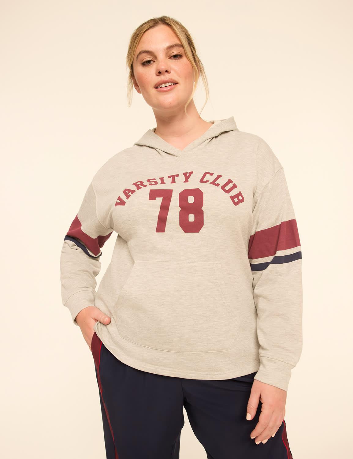 livi french terry varsity club graphic hoodie