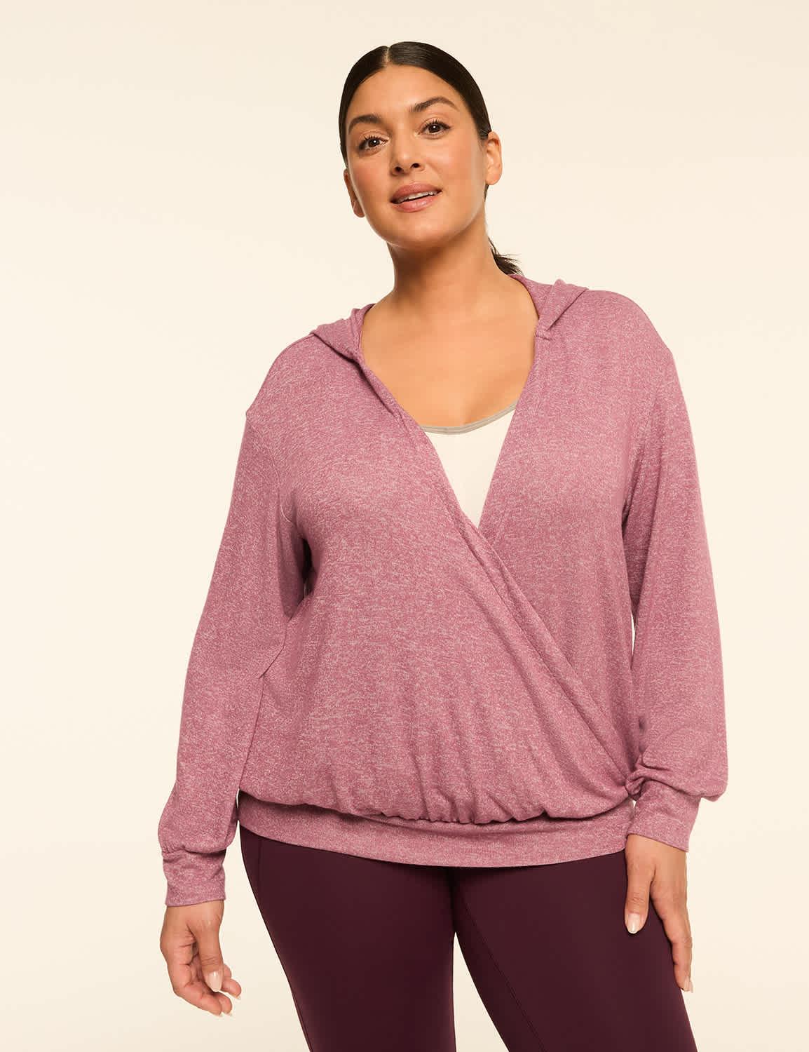 livi hacci faux-wrap hoodie top