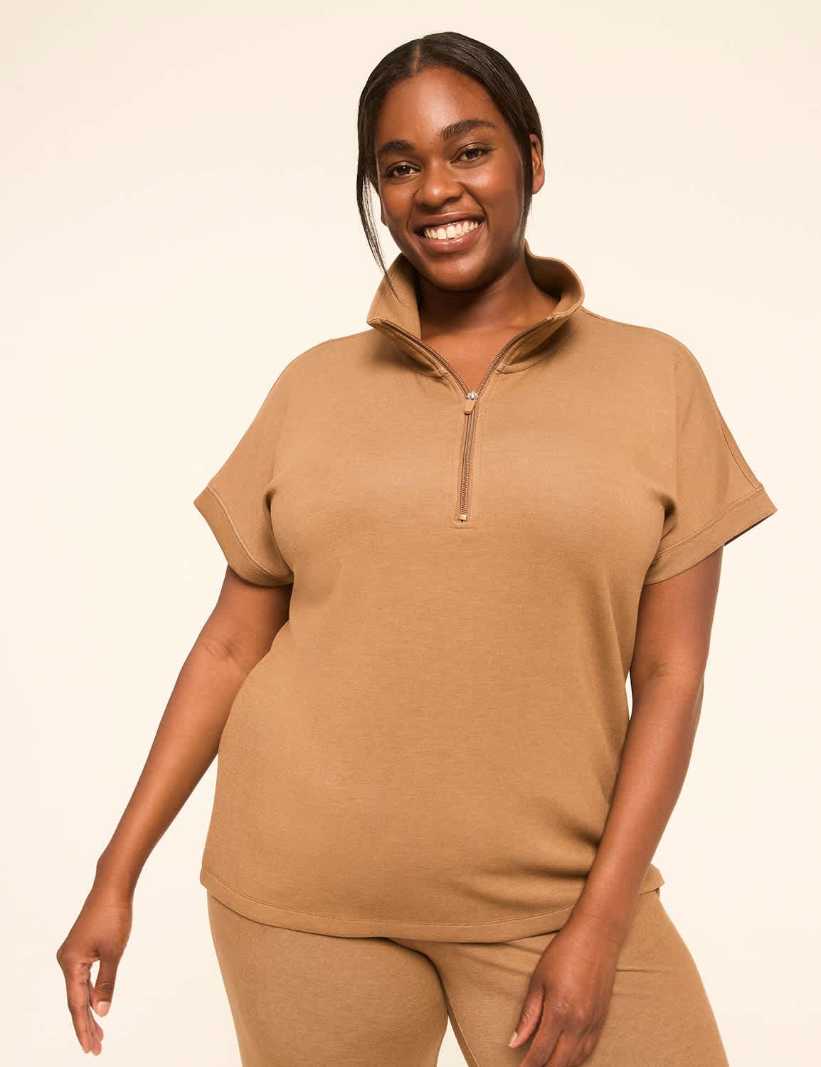 livi journey marled short-sleeve half-zip sweatshirt