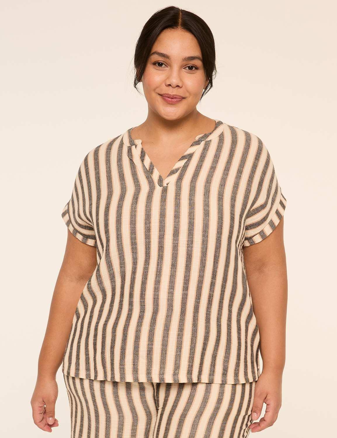 livi notch-neck gauze top