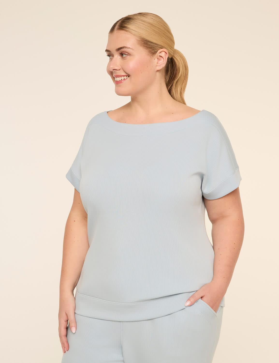 livi ribbed journey boatneck top