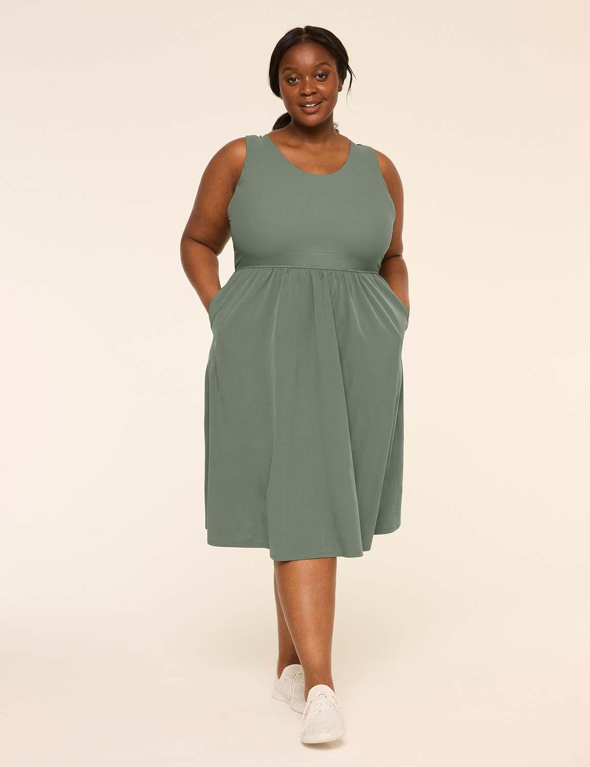 livi sleeveless rib-mix midi dress