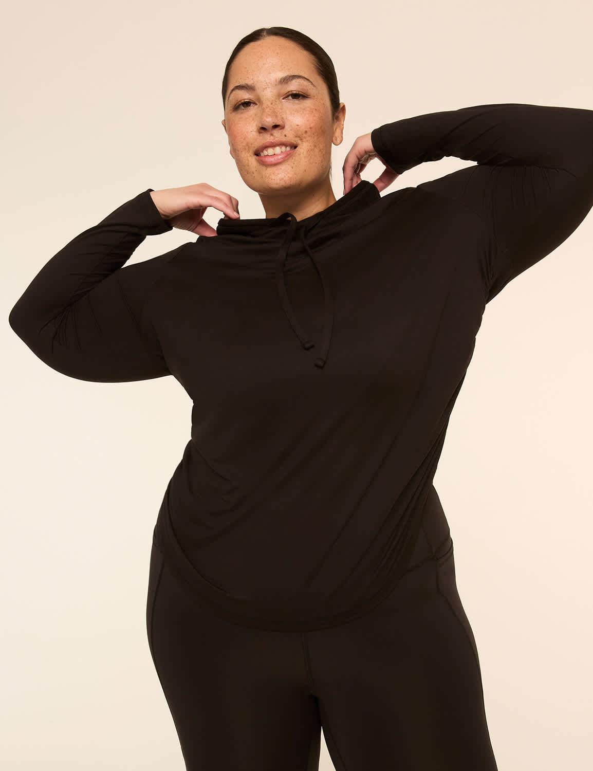 livi soft long-sleeve side-ruched hoodie