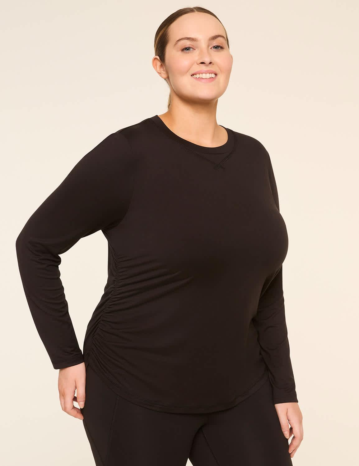 livi soft long-sleeve side-ruched tee