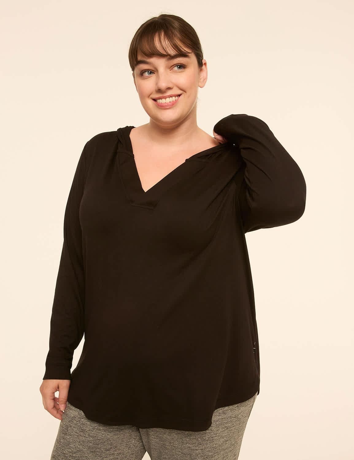 livi soft long-sleeve v-neck hoodie