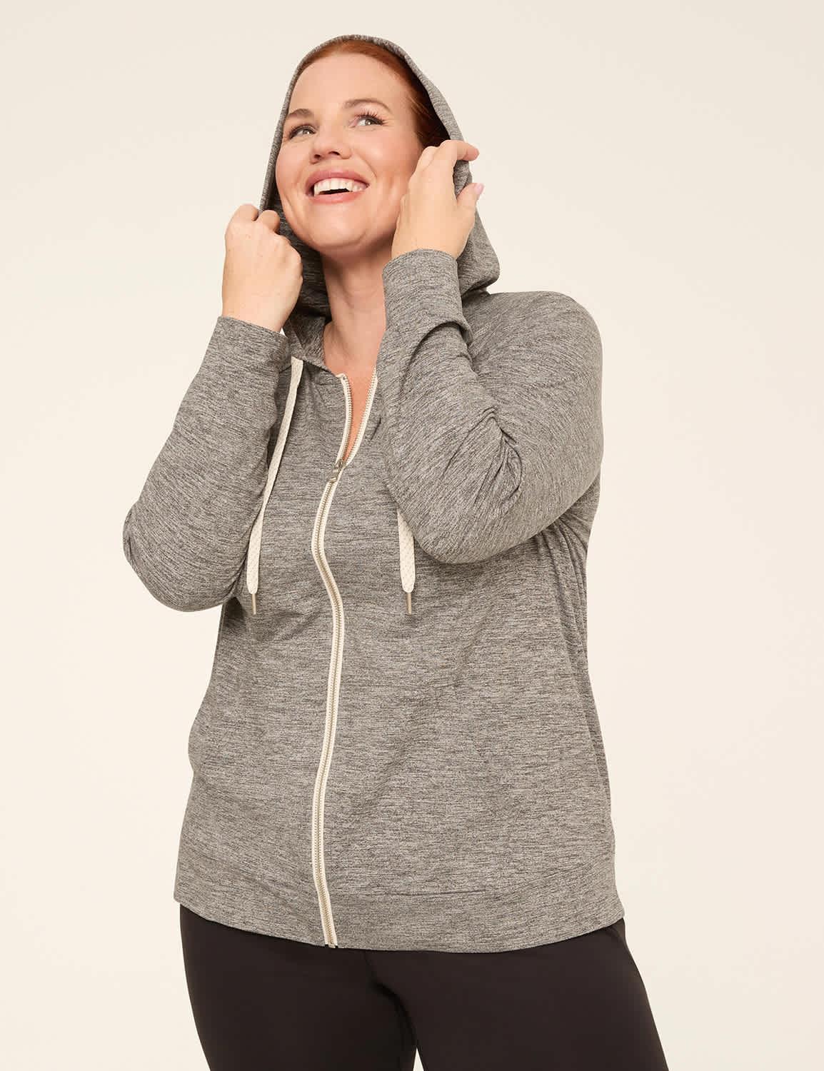 livi soft marl zip-front hoodie