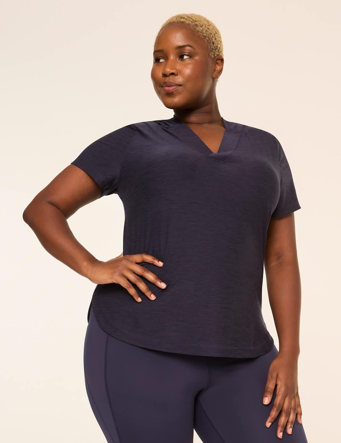 livi soft short-sleeve v-neck hoodie