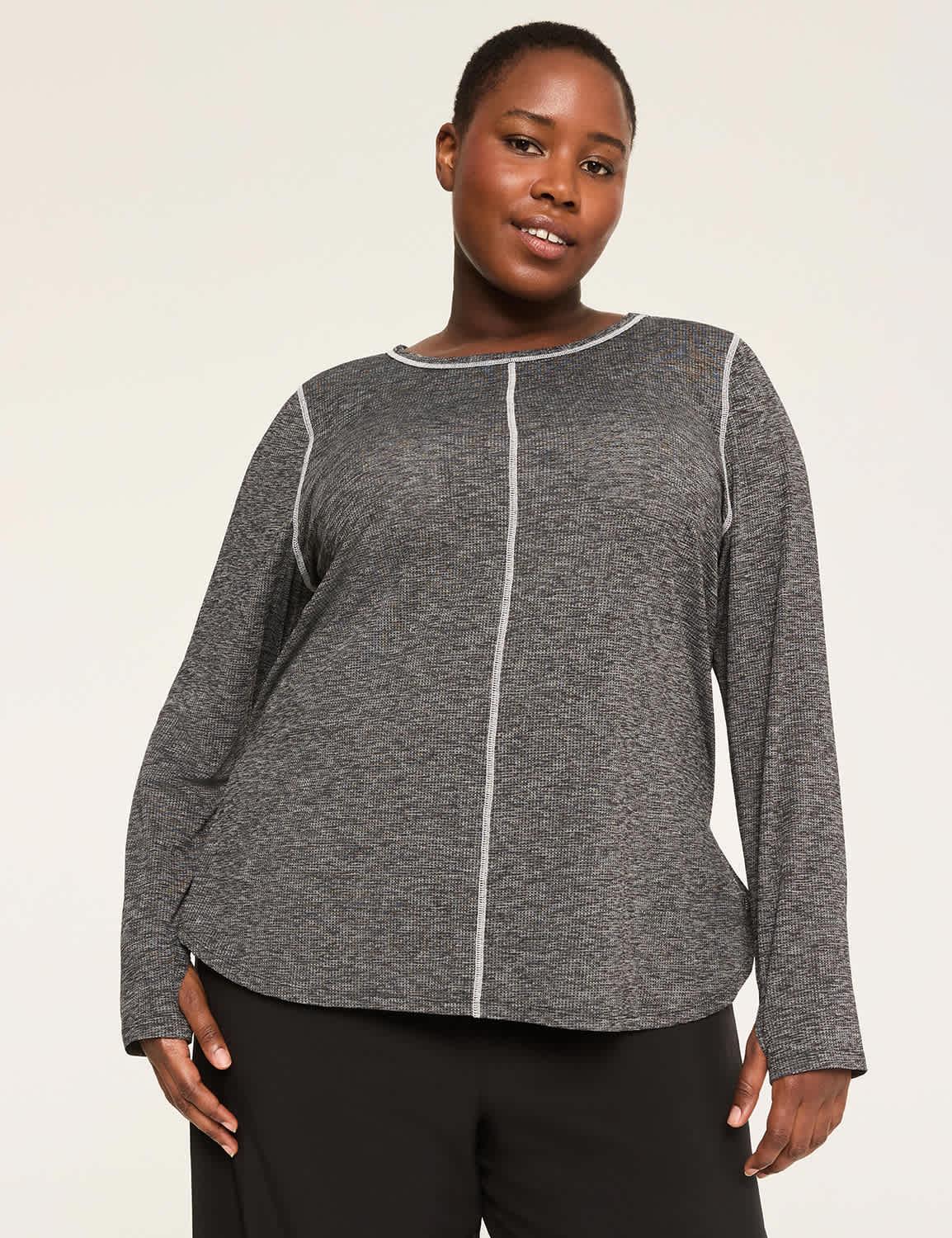 livi wicking perforated high-low hem top