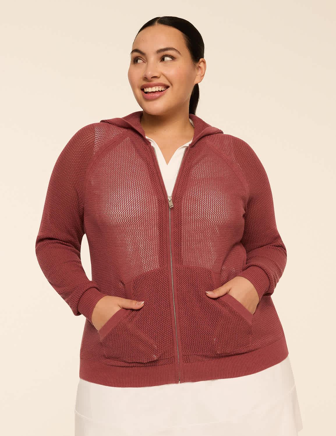 livi zip-front sweater hoodie