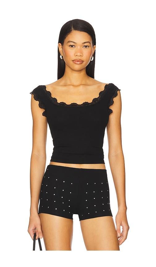 lna cassidy lace ribbed tank in black. - size s (also in xl)